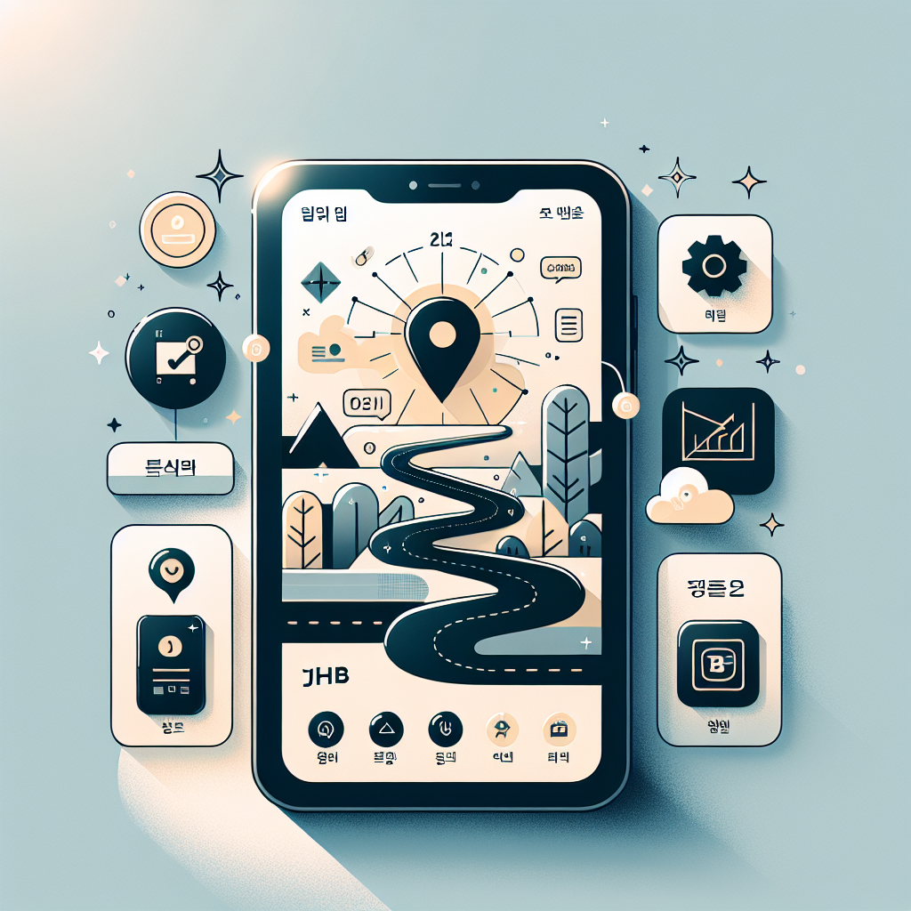 제이에이치비즈 앱개발 및 마케팅 브랜드: 성공으로 가는 길 - DALL-E 이미지 3